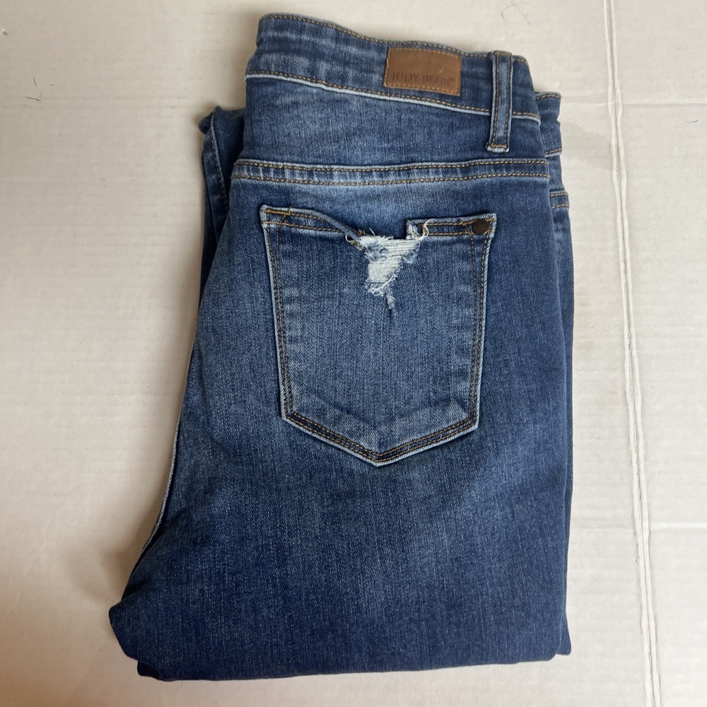 Judy Blue Jeans Womens 7/28‎ Skinny Fit Distressed Blue Denim